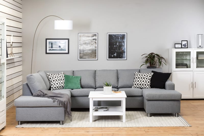 Crazy 5-personers Venstrevendt U-formet Sofa med Chaiselong i Stof - Grå - Møbler - Sofaer - U Sofa