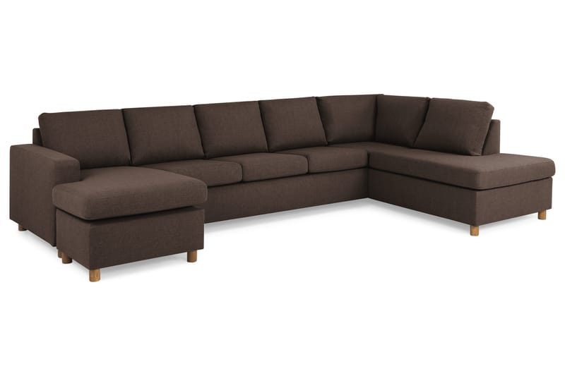 Crazy 5-personers Højrevendt U-formet X-Large Sofa med Chaiselong i Stof - Brun - Møbler - Sofaer - U Sofa