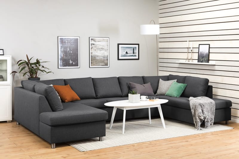 Crazy 5-personers U-formet Sofa med dobbeltchaiselong i Stof - Mørkegrå - Møbler - Sofaer - U Sofa