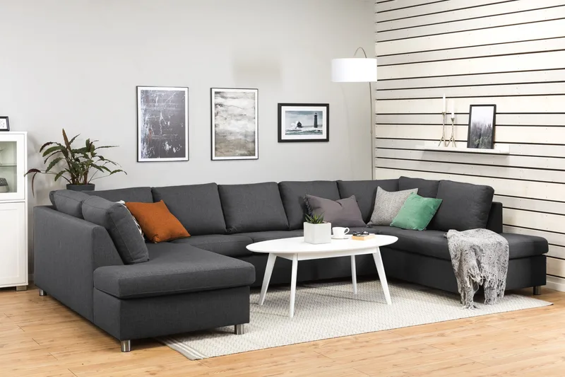 Crazy 5-personers U-formet Sofa med dobbeltchaiselong i Stof - Mørkegrå - Møbler - Sofaer - U Sofa