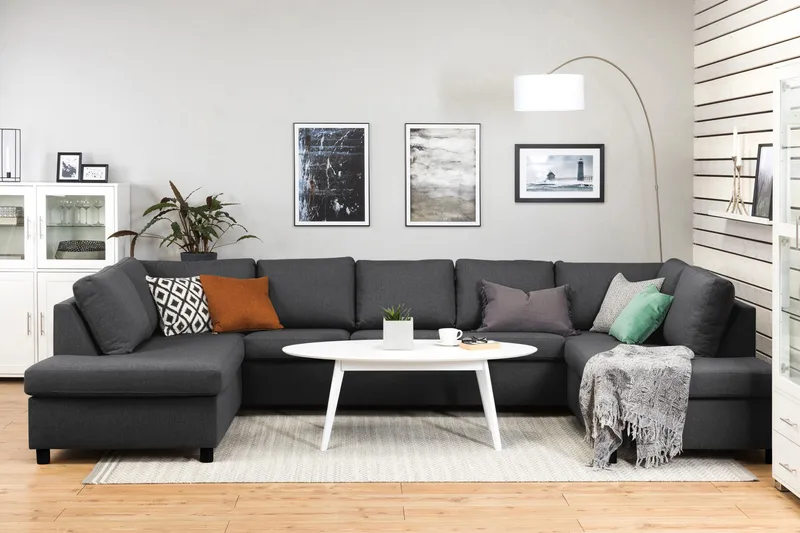 Crazy 5-personers U-formet Sofa med dobbeltchaiselong i Stof - Mørkegrå - Møbler - Sofaer - U Sofa