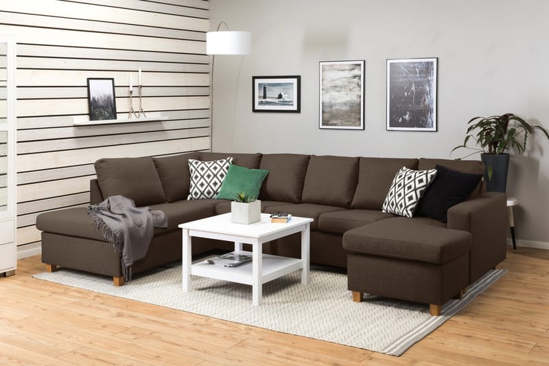 Crazy 5-personers Venstrevendt U-formet Sofa med Chaiselong i Stof - Brun - Møbler - Sofaer - U Sofa