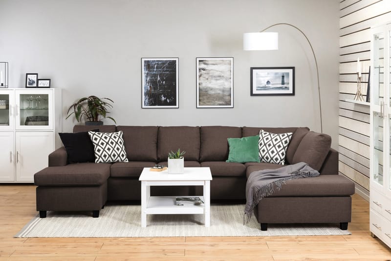 Crazy 5-personers Højrevendt U-formet X-Large Sofa med Chaiselong i Stof - Brun - Møbler - Sofaer - U Sofa