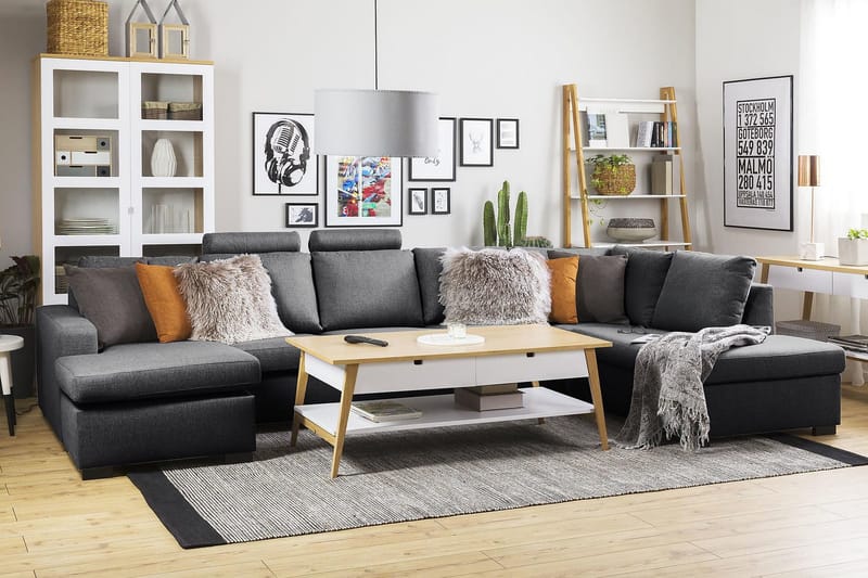 Crazy 5-personers Højrevendt U-formet X-Large Sofa med Chaiselong i Stof - Mørkegrå - Møbler - Sofaer - U Sofa