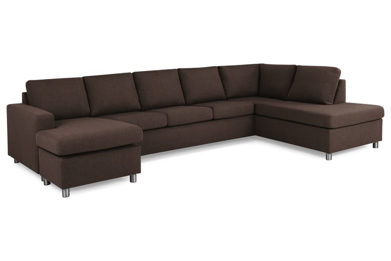 Crazy 5-personers Højrevendt U-formet X-Large Sofa med Chaiselong i Stof - Brun - Møbler - Sofaer - U Sofa