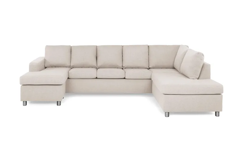 Crazy 5-personers Højrevendt U-formet X-Large Sofa med Chaiselong i Stof, Beige