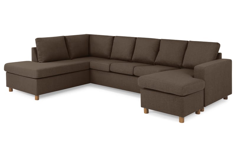 Crazy 5-personers Venstrevendt U-formet Sofa med Chaiselong i Stof - Brun - Møbler - Sofaer - U Sofa