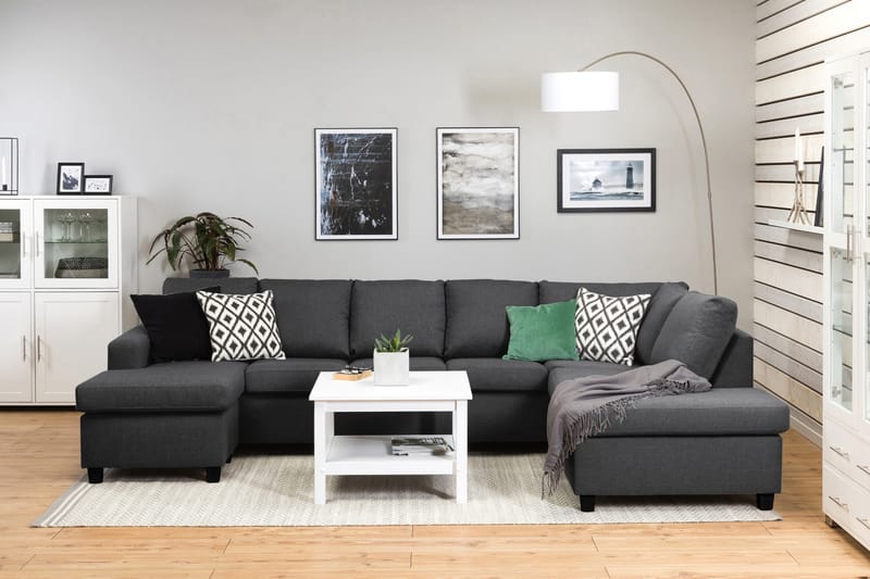 Crazy 5-personers Højrevendt U-formet X-Large Sofa med Chaiselong i Stof - Mørkegrå - Møbler - Sofaer - U Sofa