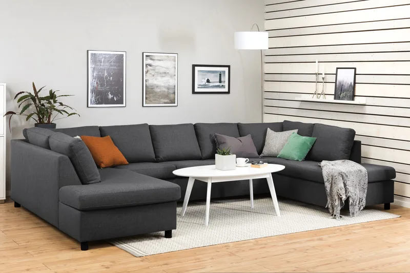 Crazy 5-personers U-formet Sofa med dobbeltchaiselong i Stof - Mørkegrå - Møbler - Sofaer - U Sofa