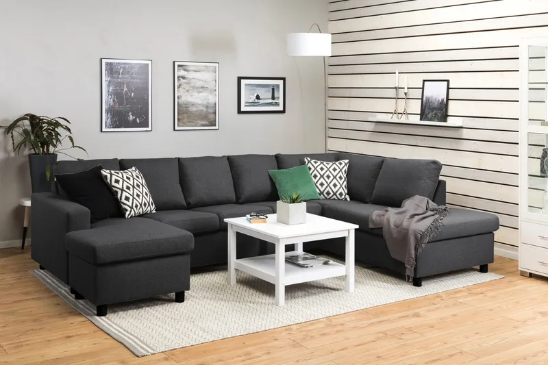 Crazy 5-personers Højrevendt U-formet X-Large Sofa med Chaiselong i Stof - Mørkegrå - Møbler - Sofaer - U Sofa