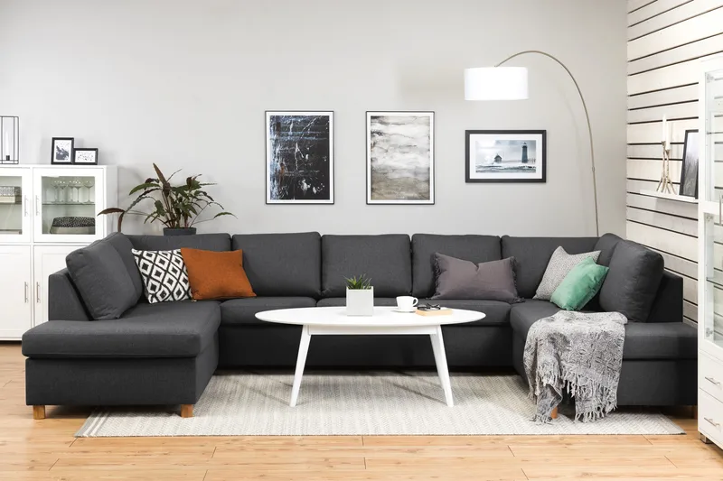 Crazy 5-personers U-formet Sofa med dobbeltchaiselong i Stof - Mørkegrå - Møbler - Sofaer - U Sofa