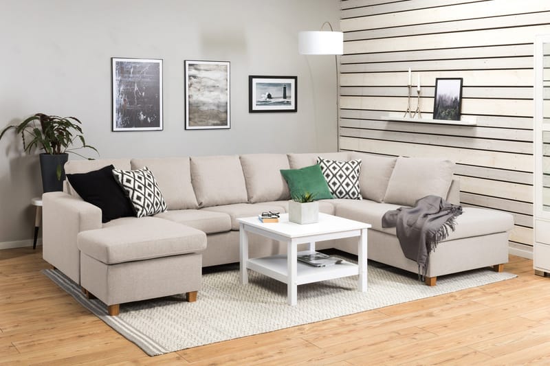 Crazy 5-personers Højrevendt U-formet X-Large Sofa med Chaiselong i Stof - Beige - Møbler - Sofaer - U Sofa