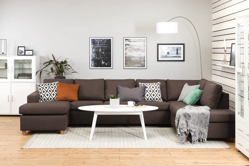 Crazy 5-personers Højrevendt U-formet X-Large Sofa med Chaiselong i Stof - Brun - Møbler - Sofaer - U Sofa