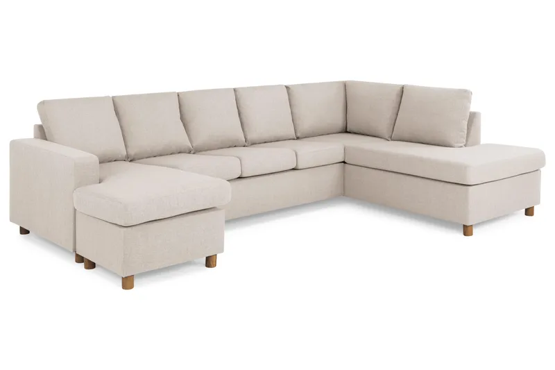 Crazy 5-personers Højrevendt U-formet X-Large Sofa med Chaiselong i Stof - Beige - Møbler - Sofaer - U Sofa