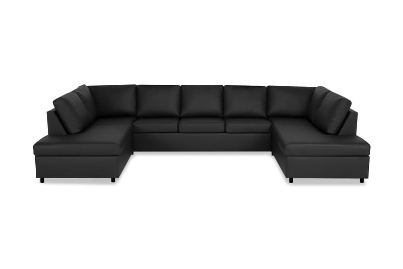 Crazy 5-personers U-formet Sofa med dobbeltchaiselong i Kunstlæder - Sort - Møbler - Sofaer - U Sofa