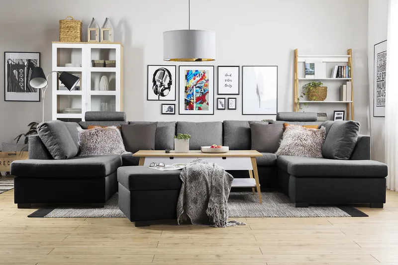 Crazy 5-personers U-formet Sofa med dobbeltchaiselong i Stof - Mørkegrå - Møbler - Sofaer - U Sofa