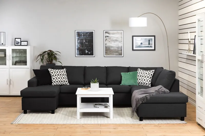 Crazy 5-personers Højrevendt U-formet X-Large Sofa med Chaiselong i Stof - Antracit - Møbler - Sofaer - U Sofa