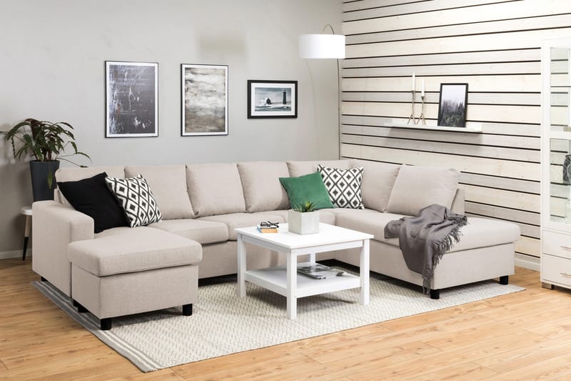 Crazy 5-personers Højrevendt U-formet X-Large Sofa med Chaiselong i Stof - Beige - Møbler - Sofaer - U Sofa