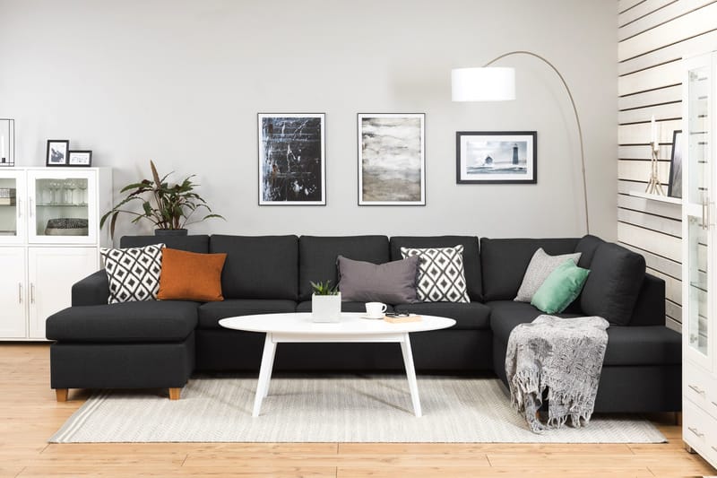 Crazy 5-personers Højrevendt U-formet X-Large Sofa med Chaiselong i Stof - Antracit - Møbler - Sofaer - U Sofa