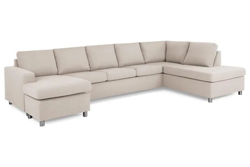 Crazy 5-personers Højrevendt U-formet X-Large Sofa med Chaiselong i Stof - Beige - Møbler - Sofaer - U Sofa