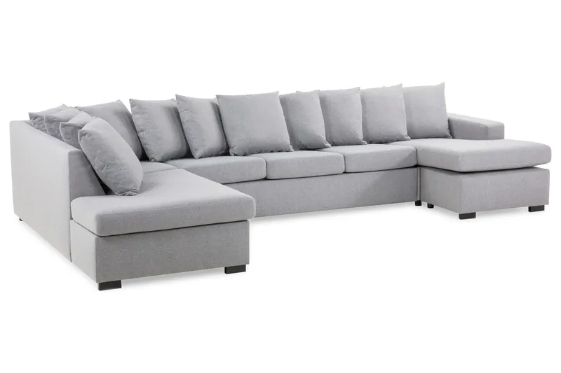 Crazy 5-personers Venstrevendt U-formet X-Large Sofa med Divan og Chaiselong i Stof inkl. Kuvertpuder - Grå - Møbler - Sofaer - U Sofa