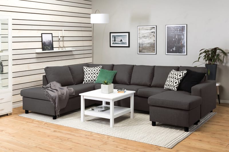 Crazy 5-personers Venstrevendt U-formet Sofa med Chaiselong i Stof - Mørkegrå - Møbler - Sofaer - U Sofa