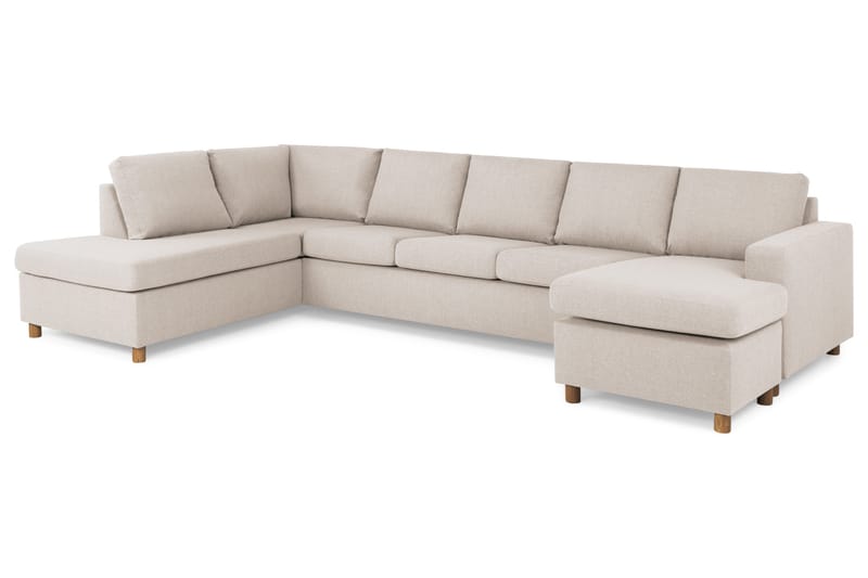 Crazy 5-personers Venstrevendt U-formet X-Large Sofa med Chaiselong i Stof - Beige - Møbler - Sofaer - U Sofa
