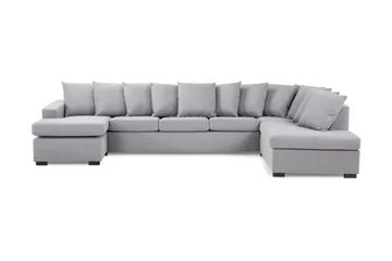 Crazy 5-personers Højrevendt U-formet X-Large Sofa med Divan og Chaiselong i Stof inkl. Kuvertpuder - Grå - Møbler - Sofaer - U Sofa