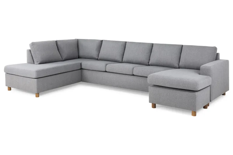 Crazy 5-personers Venstrevendt U-formet X-Large Sofa med Chaiselong i Stof - Grå - Møbler - Sofaer - U Sofa