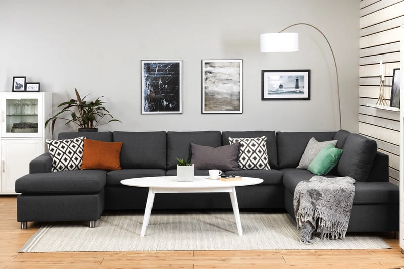Crazy 5-personers Højrevendt U-formet X-Large Sofa med Chaiselong i Stof - Mørkegrå - Møbler - Sofaer - U Sofa