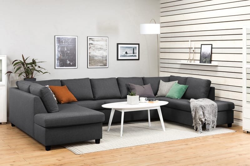 Crazy 5-personers U-formet Sofa med dobbeltchaiselong i Stof - Mørkegrå - Møbler - Sofaer - U Sofa