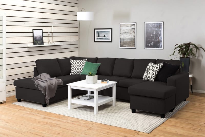 Crazy 5-personers Venstrevendt U-formet Sofa med Chaiselong i Stof - Antracit - Møbler - Sofaer - U Sofa