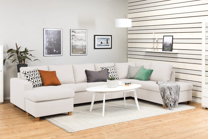 Crazy 5-personers Højrevendt U-formet X-Large Sofa med Chaiselong i Stof - Beige - Møbler - Sofaer - U Sofa
