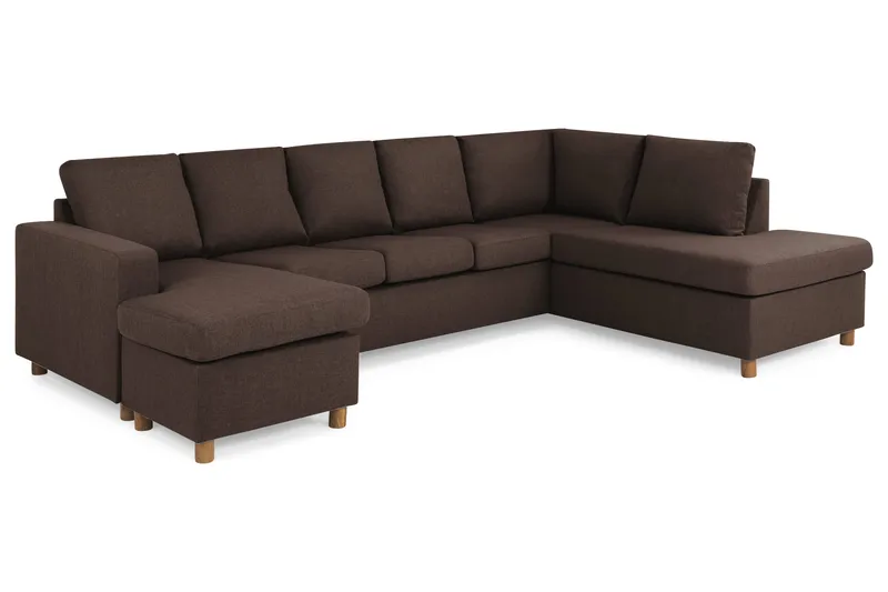 Crazy 5-personers Højrevendt U-formet X-Large Sofa med Chaiselong i Stof - Brun - Møbler - Sofaer - U Sofa