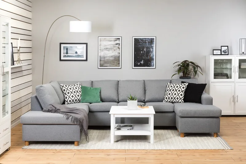 Crazy 5-personers Venstrevendt U-formet Sofa med Chaiselong i Stof - Grå - Møbler - Sofaer - U Sofa