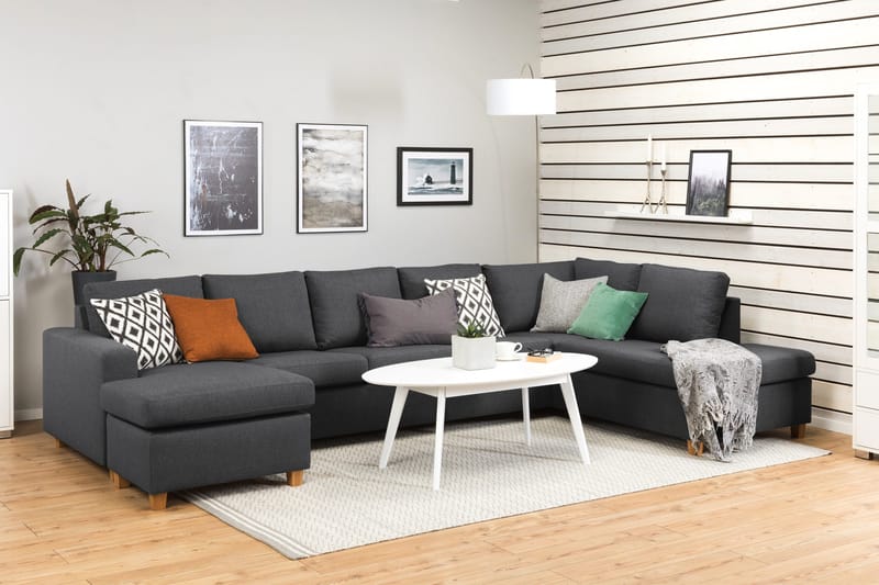 Crazy 5-personers Højrevendt U-formet X-Large Sofa med Chaiselong i Stof - Mørkegrå - Møbler - Sofaer - U Sofa