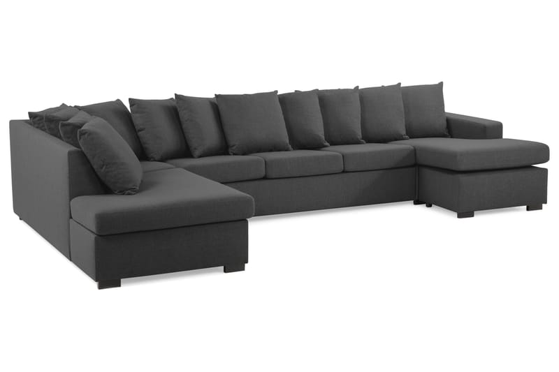 Crazy 5-personers Venstrevendt U-formet X-Large Sofa med Divan og Chaiselong i Stof inkl. Kuvertpuder - Antracit - Møbler - Sofaer - U Sofa