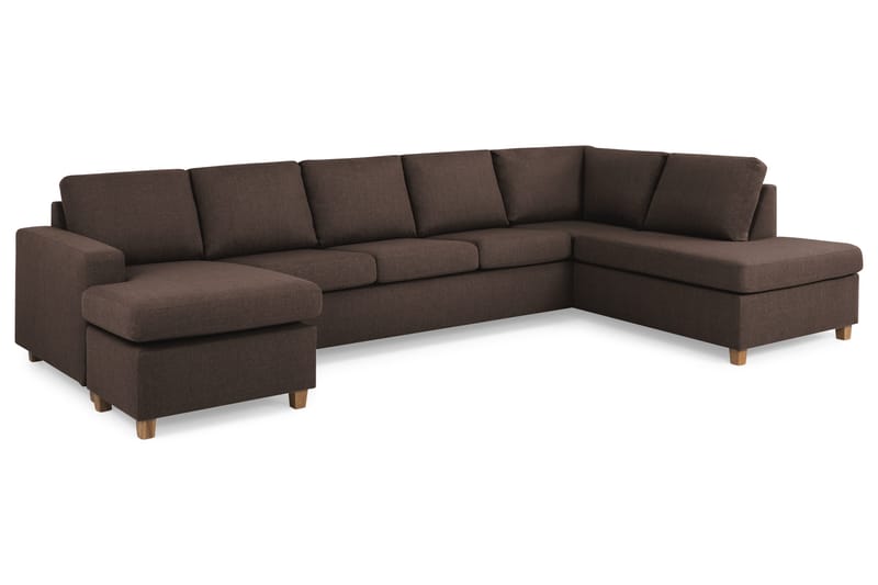 Crazy 5-personers Højrevendt U-formet X-Large Sofa med Chaiselong i Stof - Brun - Møbler - Sofaer - U Sofa