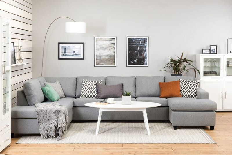 Crazy 5-personers Venstrevendt U-formet X-Large Sofa med Chaiselong i Stof - Grå - Møbler - Sofaer - U Sofa