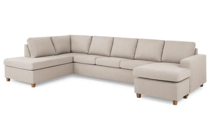 Crazy 5-personers Venstrevendt U-formet X-Large Sofa med Chaiselong i Stof - Beige - Møbler - Sofaer - U Sofa