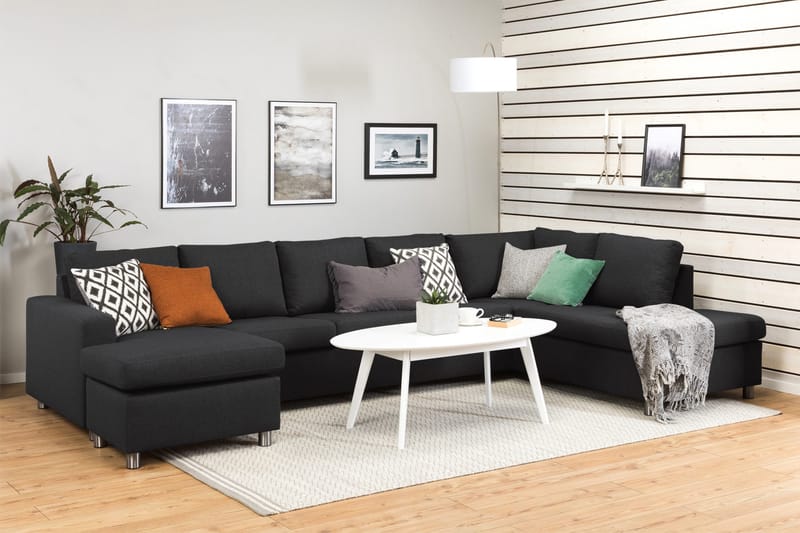 Crazy 5-personers Højrevendt U-formet X-Large Sofa med Chaiselong i Stof - Antracit - Møbler - Sofaer - U Sofa