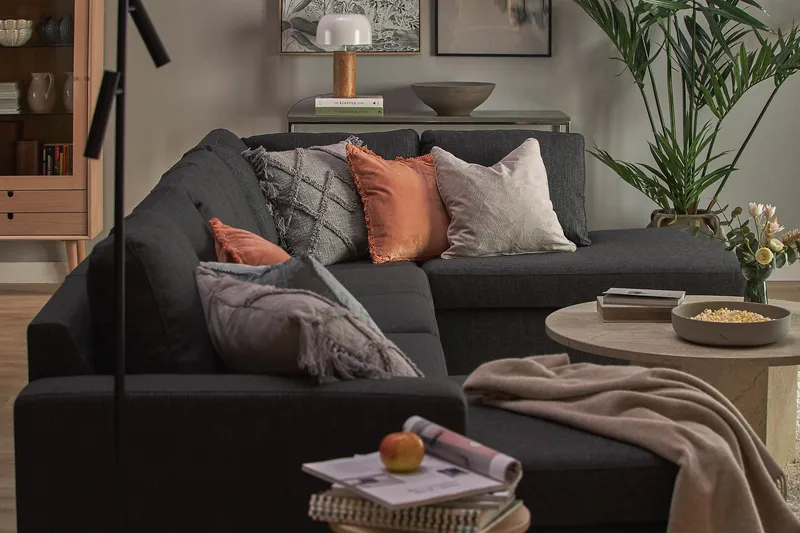 Crazy 5-personers Højrevendt U-formet X-Large Sofa med Chaiselong i Stof - Antracit - Møbler - Sofaer - U Sofa