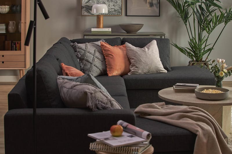 Crazy 5-personers Højrevendt U-formet X-Large Sofa med Chaiselong i Stof - Antracit - Møbler - Sofaer - U Sofa