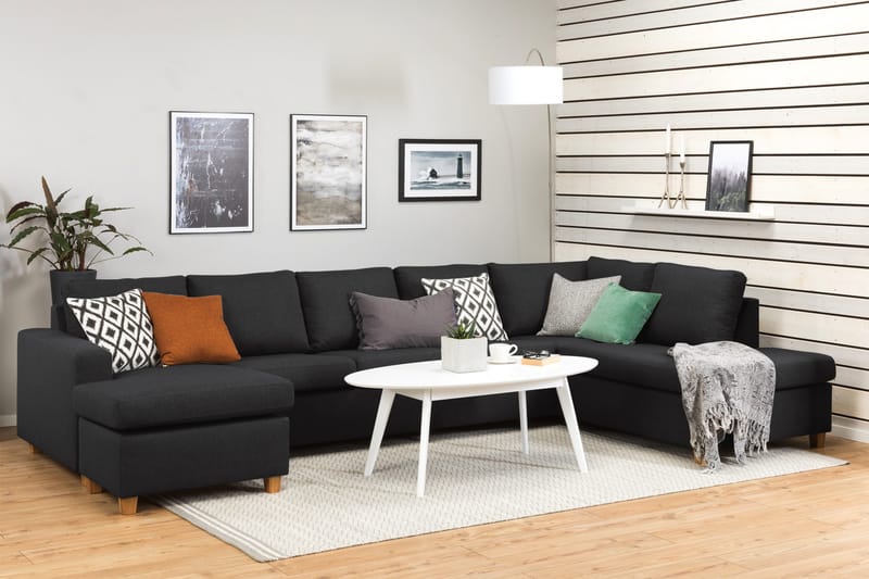 Crazy 5-personers Højrevendt U-formet X-Large Sofa med Chaiselong i Stof - Antracit - Møbler - Sofaer - U Sofa