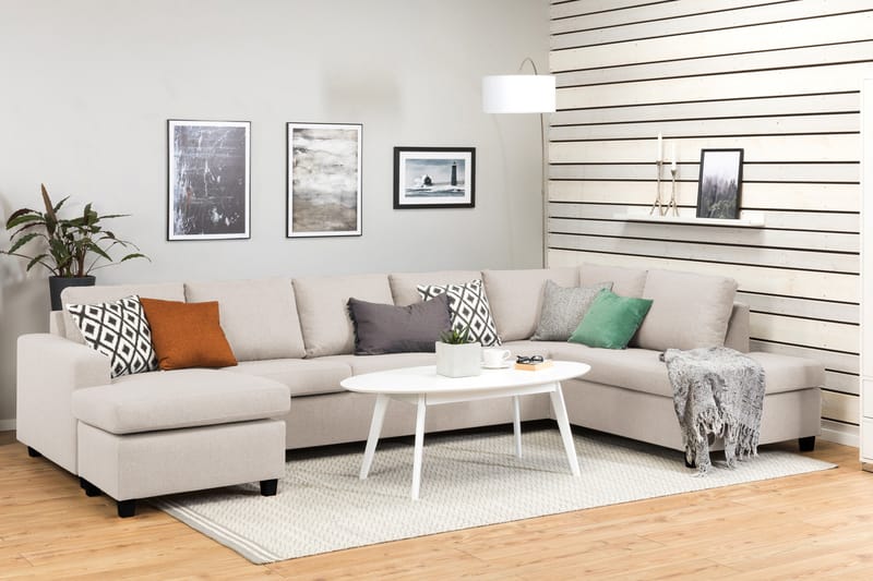 Crazy 5-personers Højrevendt U-formet X-Large Sofa med Chaiselong i Stof - Beige - Møbler - Sofaer - U Sofa