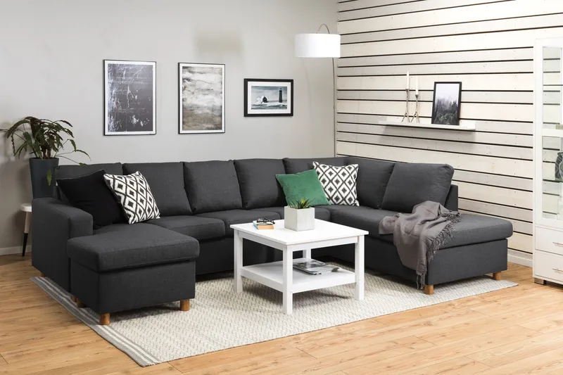 Crazy 5-personers Højrevendt U-formet X-Large Sofa med Chaiselong i Stof - Mørkegrå - Møbler - Sofaer - U Sofa