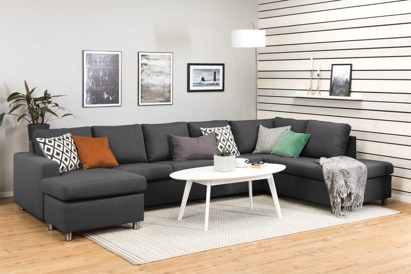 Crazy 5-personers Højrevendt U-formet X-Large Sofa med Chaiselong i Stof - Mørkegrå - Møbler - Sofaer - U Sofa