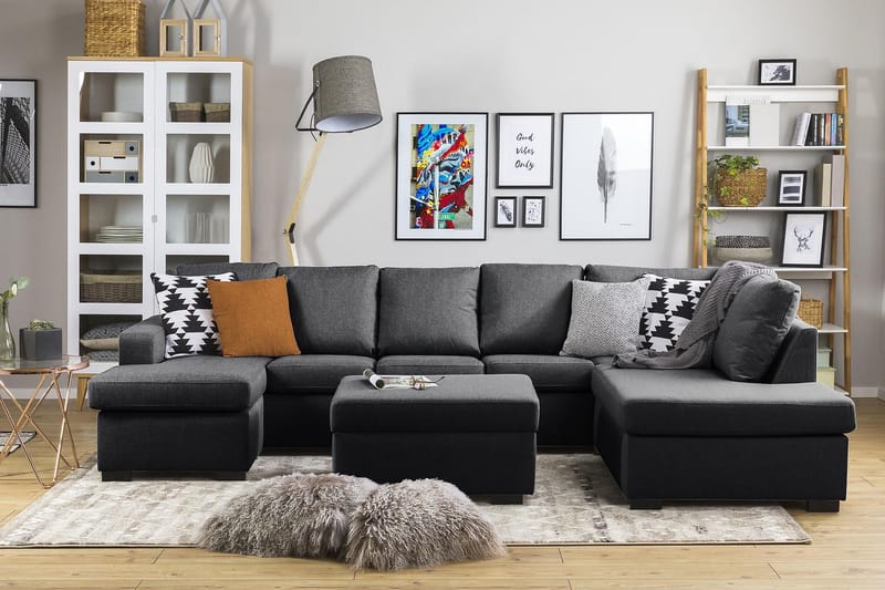 Crazy 5-personers Højrevendt U-formet X-Large Sofa med Chaiselong i Stof - Mørkegrå - Møbler - Sofaer - U Sofa