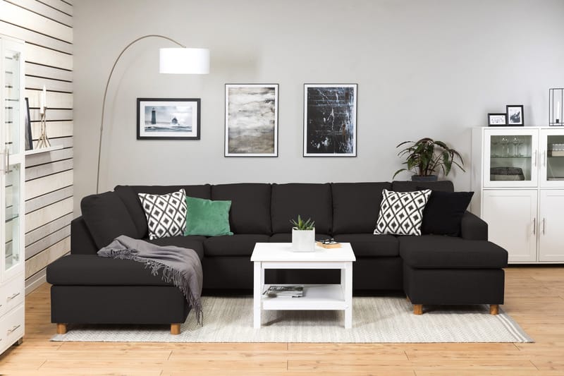Crazy 5-personers Venstrevendt U-formet Sofa med Chaiselong i Stof - Antracit - Møbler - Sofaer - U Sofa