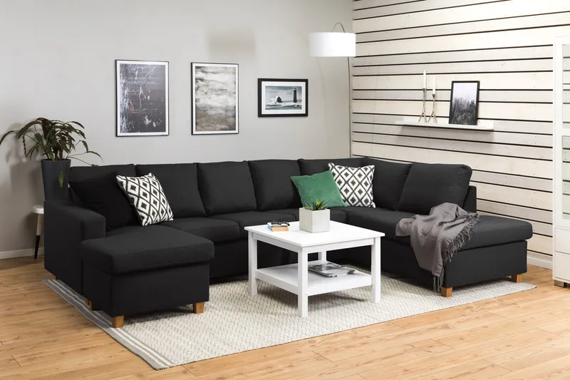 Crazy 5-personers Højrevendt U-formet X-Large Sofa med Chaiselong i Stof - Antracit - Møbler - Sofaer - U Sofa